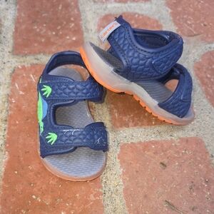 Carter's Kasai Light Up Sandal Toddler 5 Navy Green Dinosaur Hook & Loop Walking